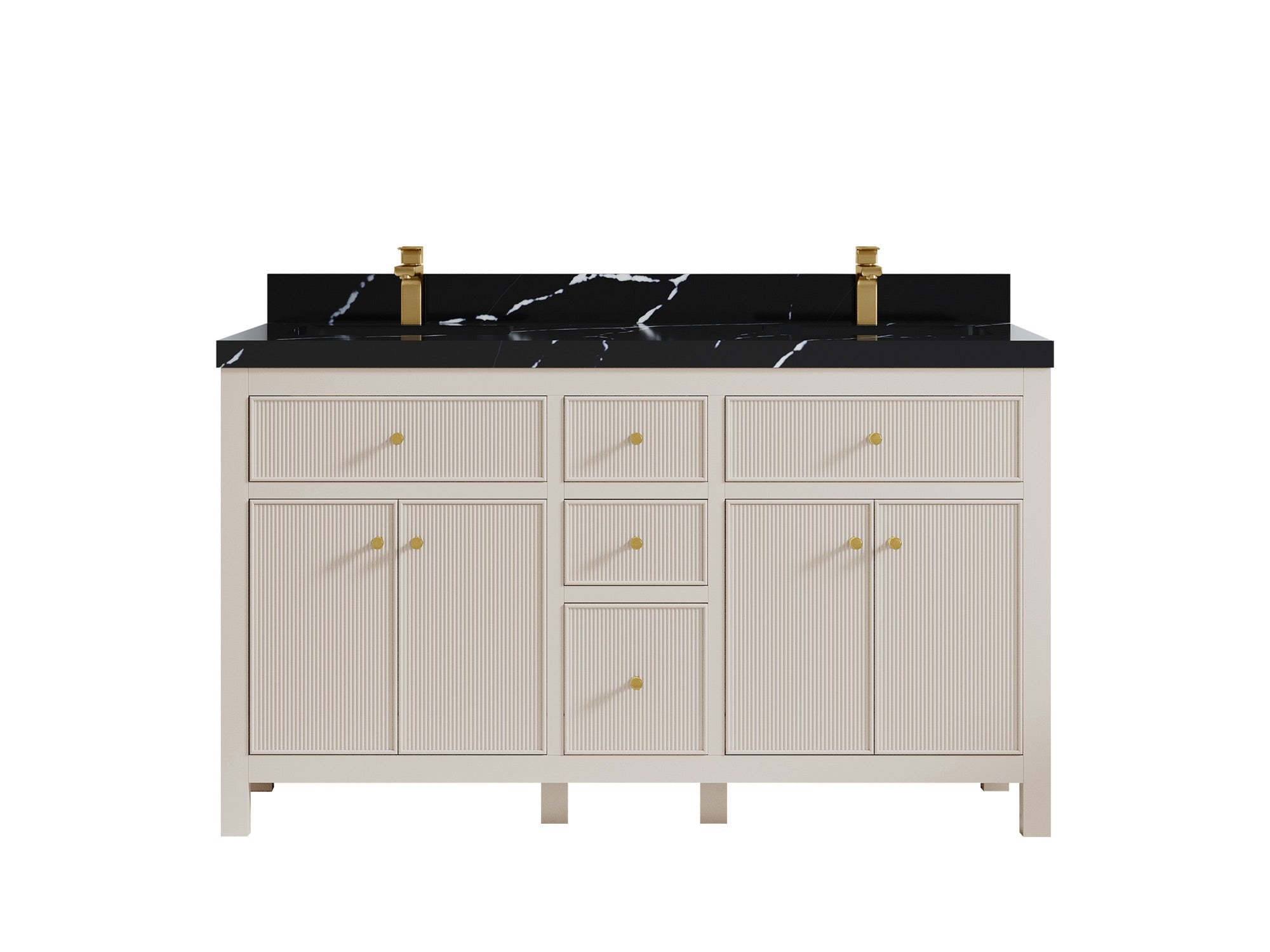 Sonoma 60 in W x 22 in D Free Standing Reeded Double Sink Bathroom Vanity