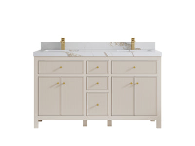 Sonoma 60 in W x 22 in D Free Standing Reeded Double Sink Bathroom Vanity