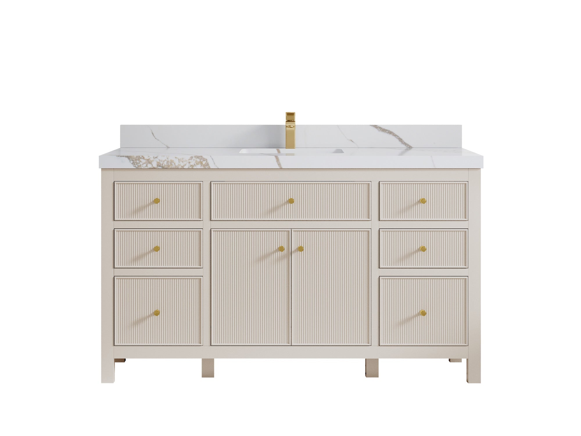 Sonoma 60 in W x 22 in D Free Standing Reeded Single Sink Bathroom Vanity