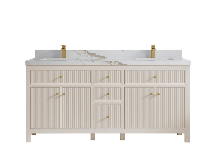 Sonoma 72 in W x 22 in D Free Standing Reeded Double Sink Bathroom Vanity - photo 9