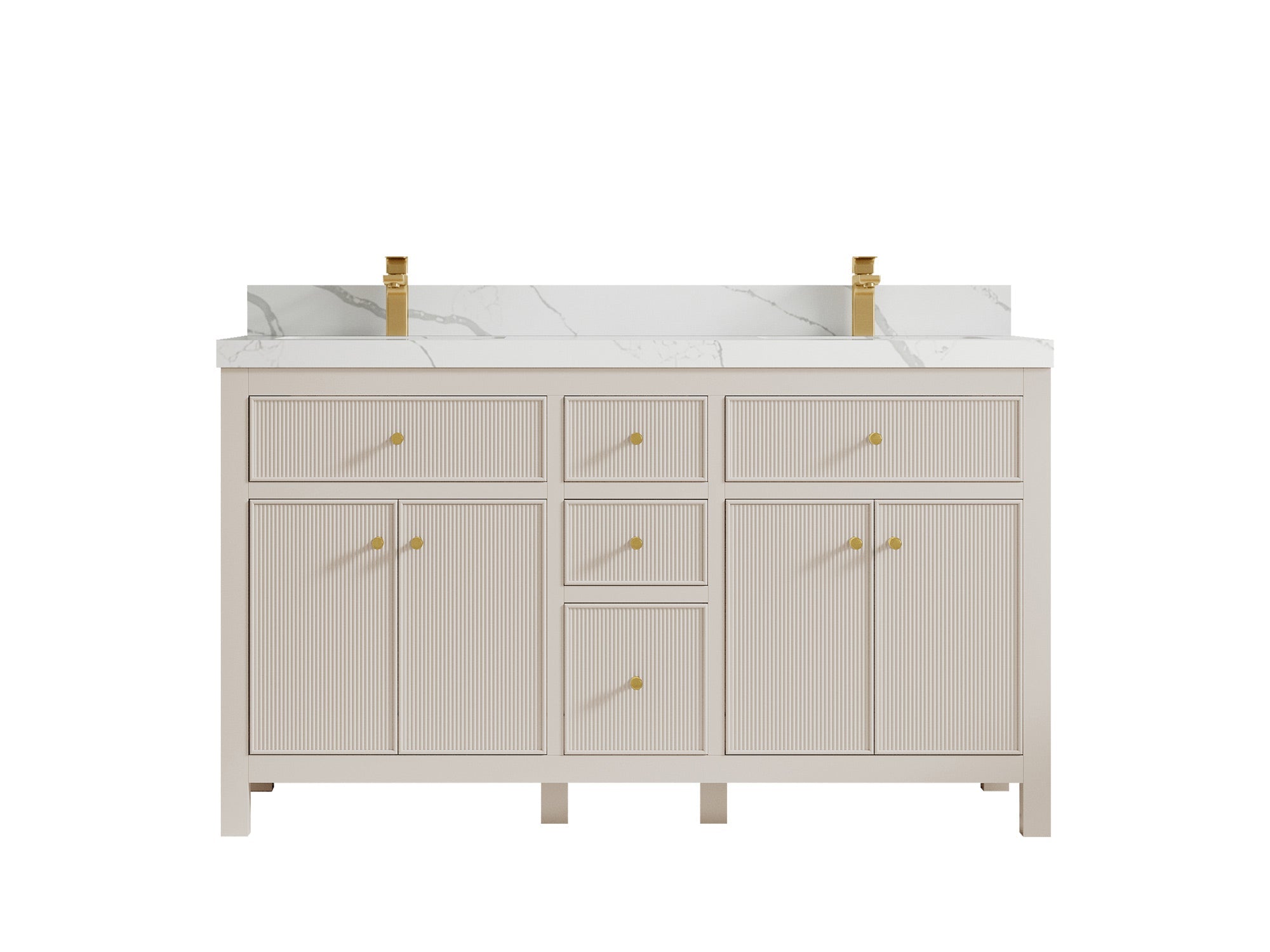 Sonoma 60 in W x 22 in D Free Standing Reeded Double Sink Bathroom Vanity