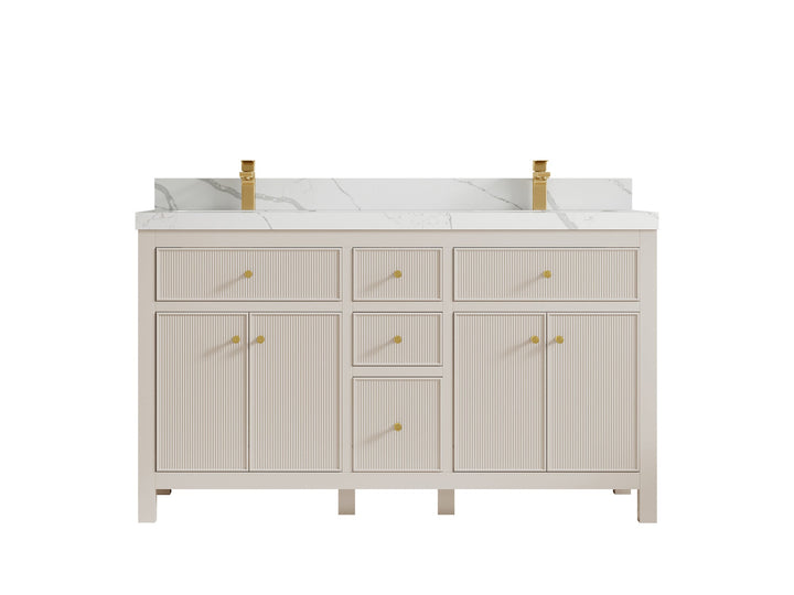 Sonoma 60 in W x 22 in D Free Standing Reeded Double Sink Bathroom Vanity - photo 10