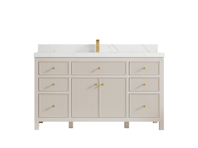 Sonoma 60 in W x 22 in D Free Standing Reeded Single Sink Bathroom Vanity