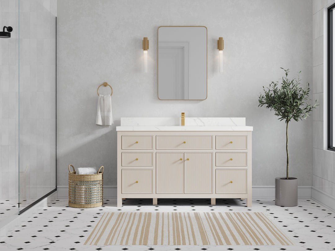 Sonoma 60 in W x 22 in D Free Standing Reeded Single Sink Bathroom Vanity