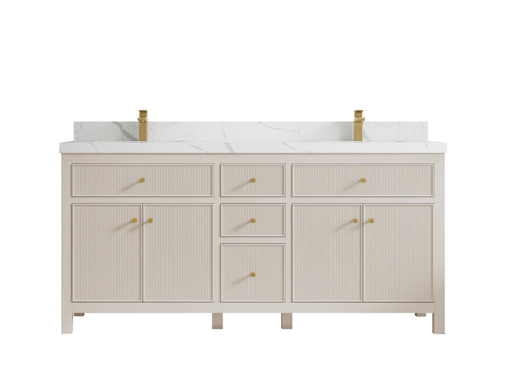 Sonoma 72 in W x 22 in D Free Standing Reeded Double Sink Bathroom Vanity - photo 10