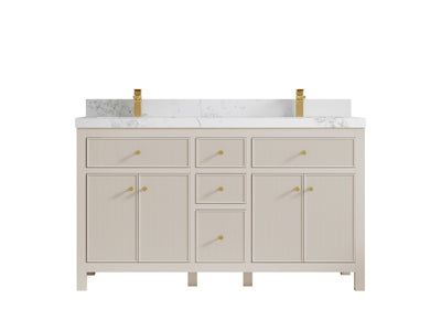 Sonoma 60 in W x 22 in D Free Standing Reeded Double Sink Bathroom Vanity