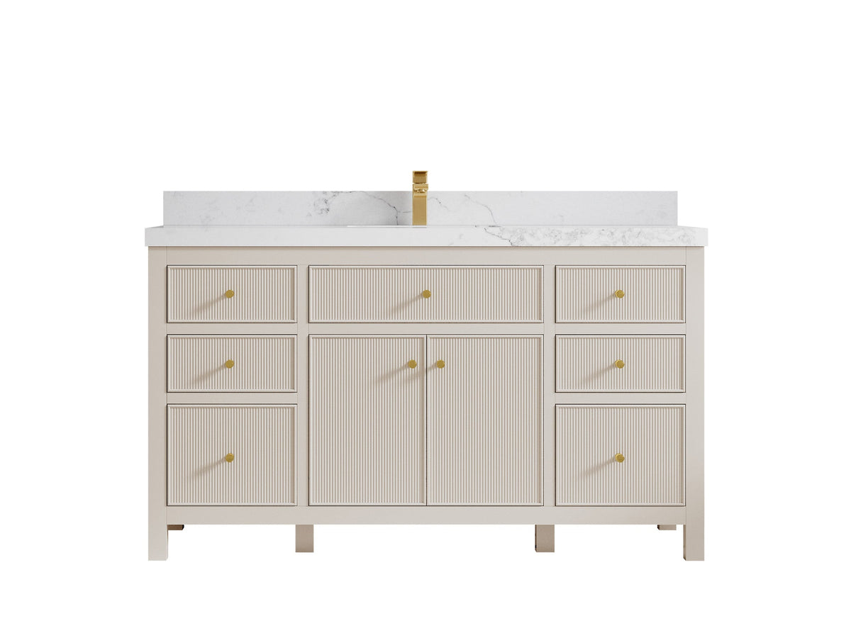 Sonoma 60 in W x 22 in D Free Standing Reeded Single Sink Bathroom Vanity