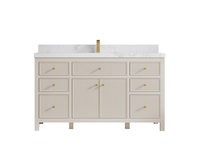 Sonoma 60 in W x 22 in D Free Standing Reeded Single Sink Bathroom Vanity