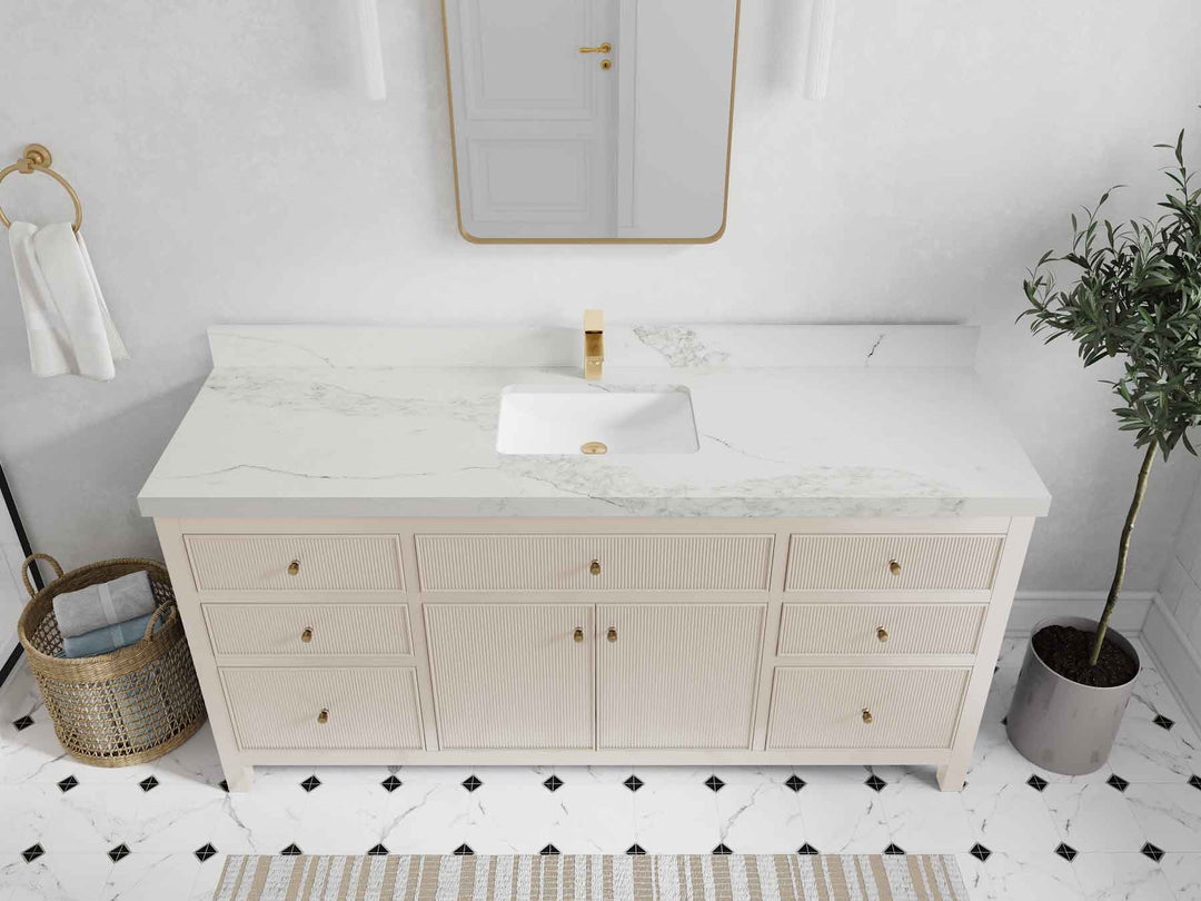 Sonoma 72 in W x 22 in D Free Standing Reeded Single Sink Bathroom Vanity