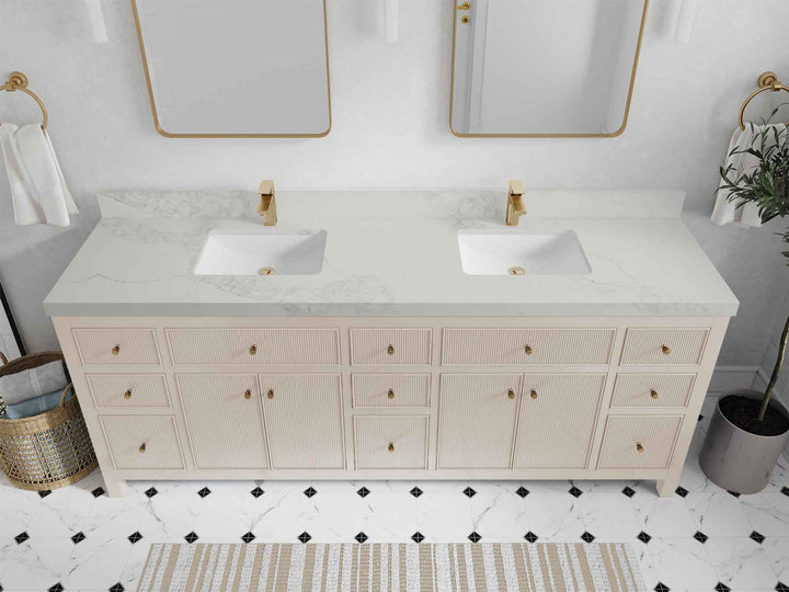 Sonoma 84 in W x 22 in D Free Standing Reeded Double Sink Bathroom Vanity - photo 16