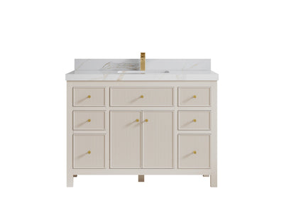 Sonoma 48 in. W x 22 in. D Single Sink Bathroom Vanity in Fine Grain with 2 in. Calacatta Sienna Quartz Countertop