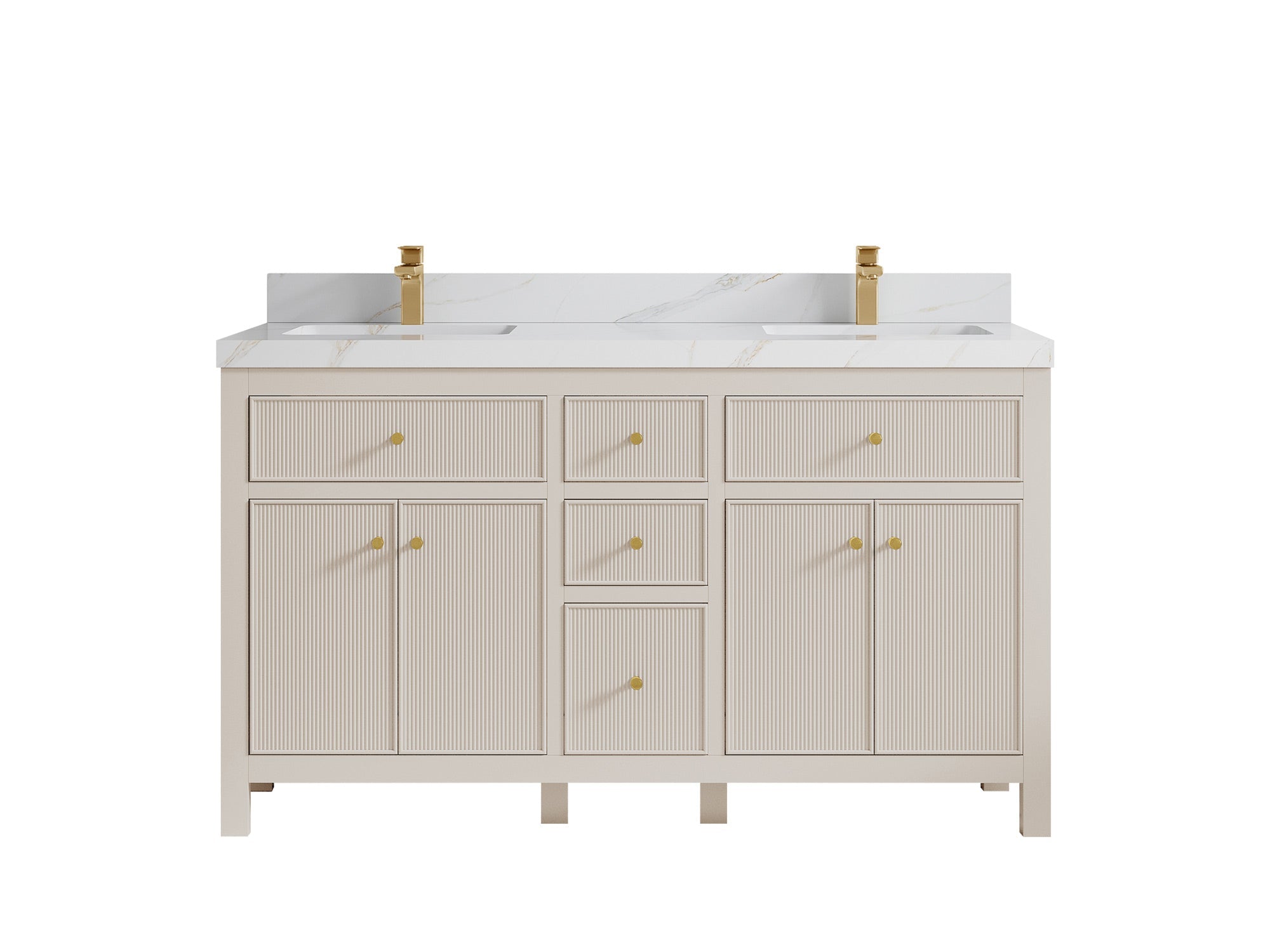 Sonoma 60 in W x 22 in D Free Standing Reeded Double Sink Bathroom Vanity