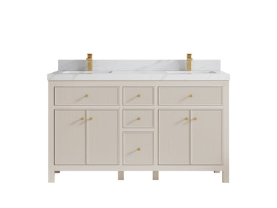 Sonoma 60 in W x 22 in D Free Standing Reeded Double Sink Bathroom Vanity
