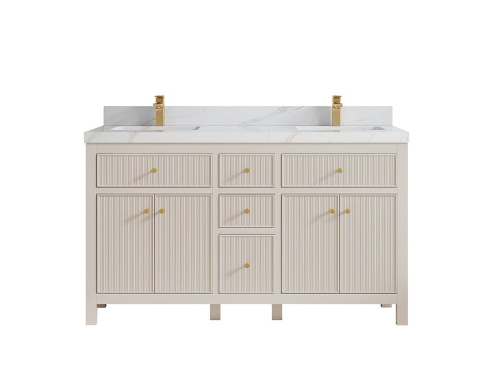 Sonoma 60 in W x 22 in D Free Standing Reeded Double Sink Bathroom Vanity - photo 12
