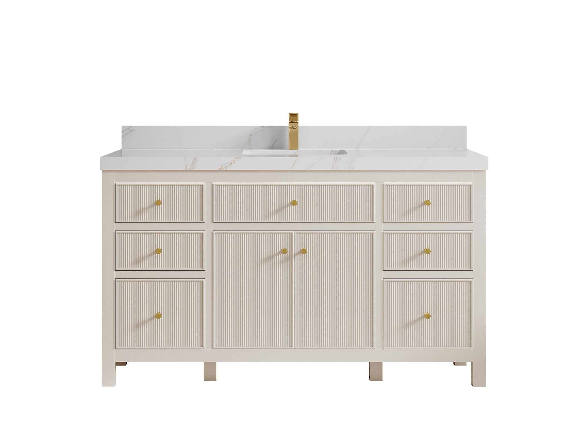 Sonoma 60 in W x 22 in D Free Standing Reeded Single Sink Bathroom Vanity