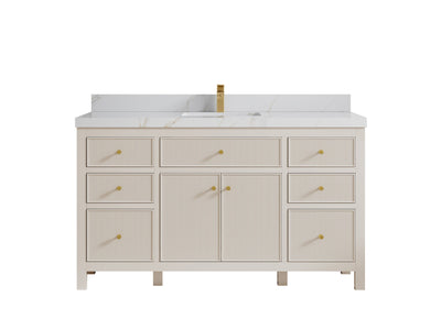 Sonoma 60 in W x 22 in D Free Standing Reeded Single Sink Bathroom Vanity