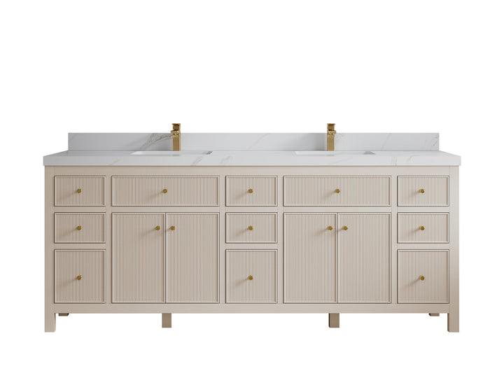 Sonoma 84 in W x 22 in D Free Standing Reeded Double Sink Bathroom Vanity - photo 12