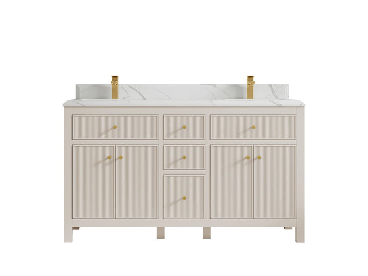 Sonoma 60 in W x 22 in D Free Standing Reeded Double Sink Bathroom Vanity - photo 15