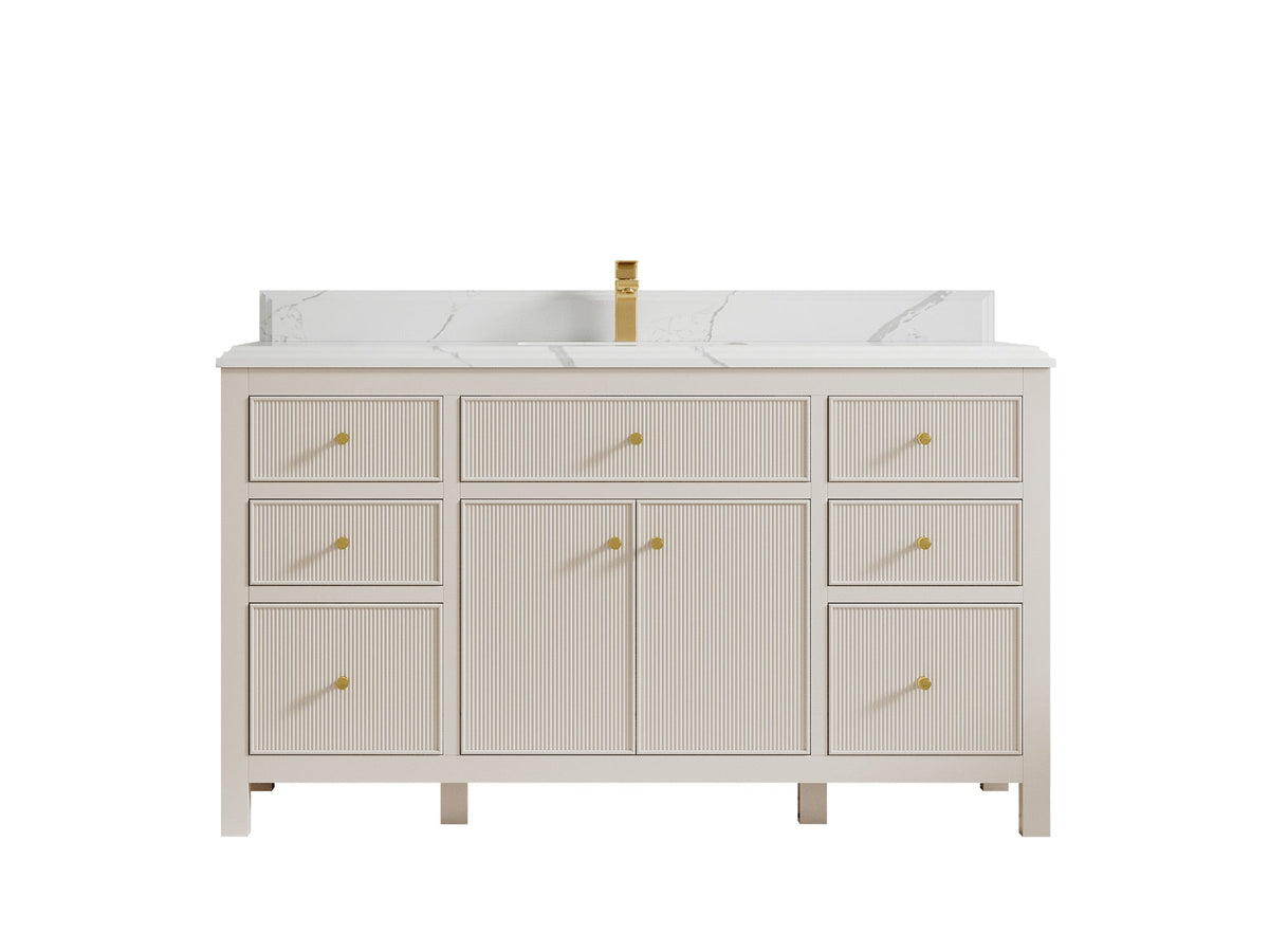 Sonoma 60 in W x 22 in D Free Standing Reeded Single Sink Bathroom Vanity