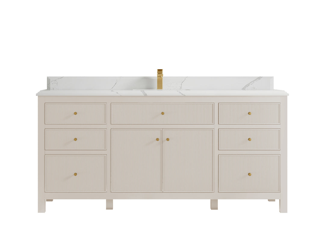 Sonoma 72 in W x 22 in D Free Standing Reeded Single Sink Bathroom Vanity