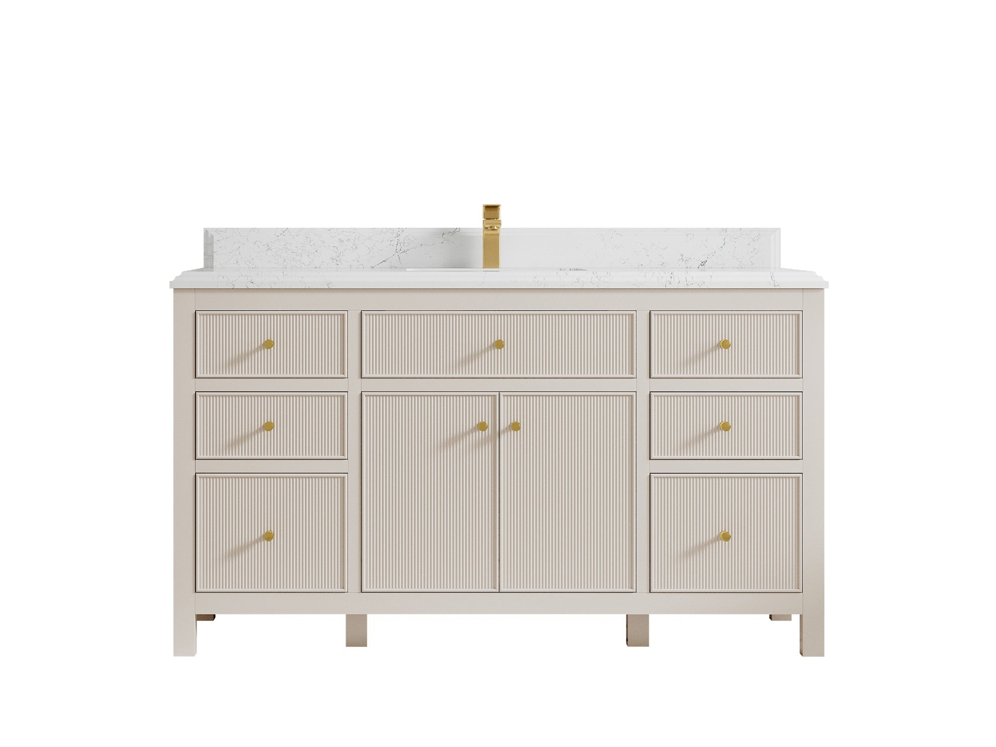 Sonoma 60 in W x 22 in D Free Standing Reeded Single Sink Bathroom Vanity