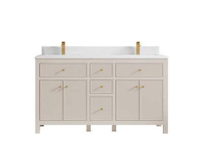 Sonoma 60 in W x 22 in D Free Standing Reeded Double Sink Bathroom Vanity
