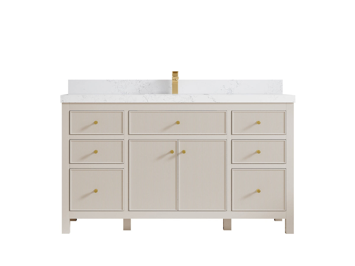 Sonoma 60 in W x 22 in D Free Standing Reeded Single Sink Bathroom Vanity