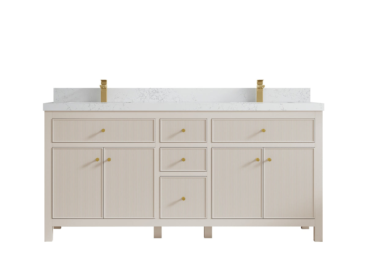 Sonoma 72 in W x 22 in D Free Standing Reeded Double Sink Bathroom Vanity