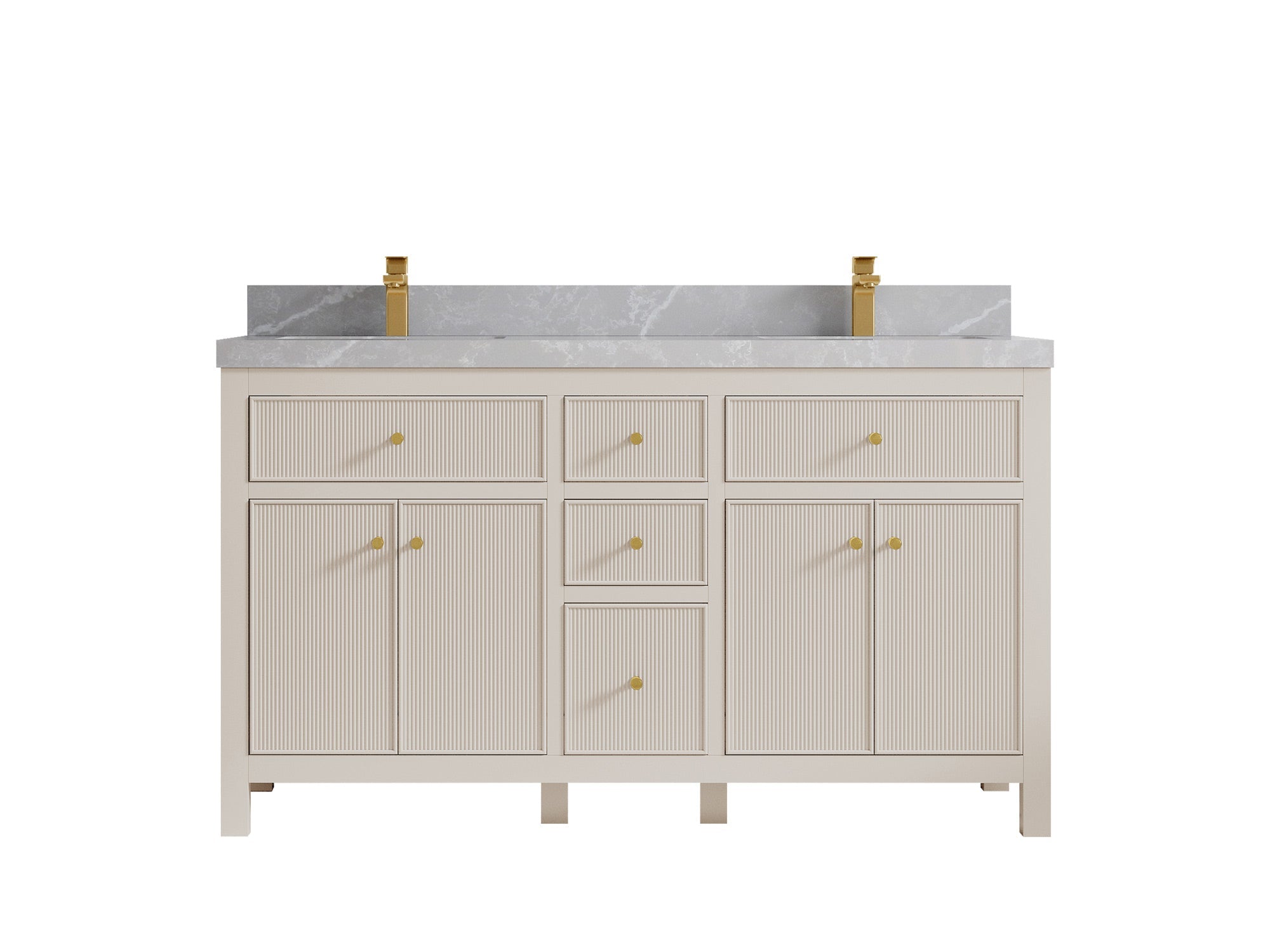 Sonoma 60 in W x 22 in D Free Standing Reeded Double Sink Bathroom Vanity