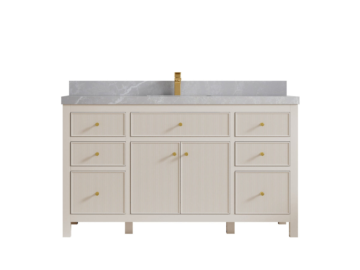 Sonoma 60 in W x 22 in D Free Standing Reeded Single Sink Bathroom Vanity