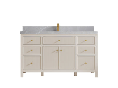 Sonoma 60 in W x 22 in D Free Standing Reeded Single Sink Bathroom Vanity