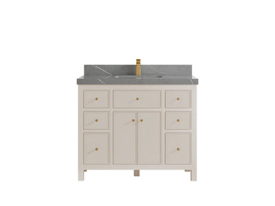Sonoma 42 in. W x 22 in. D Single Sink Bathroom Vanity in Fine Grain with 2 in. Piatra Gray Quartz Countertop