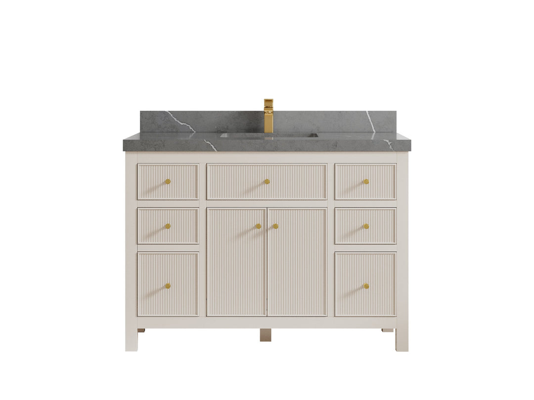 Sonoma 48 in. W x 22 in. D Single Sink Bathroom Vanity in Fine Grain with 2 in. Piatra Gray Quartz Countertop