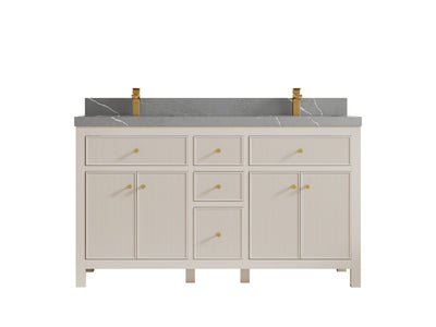 Sonoma 60 in W x 22 in D Free Standing Reeded Double Sink Bathroom Vanity