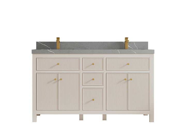 Sonoma 60 in W x 22 in D Free Standing Reeded Double Sink Bathroom Vanity - photo 20