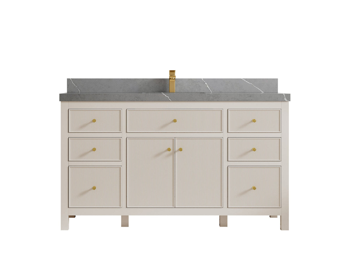 Sonoma 60 in W x 22 in D Free Standing Reeded Single Sink Bathroom Vanity