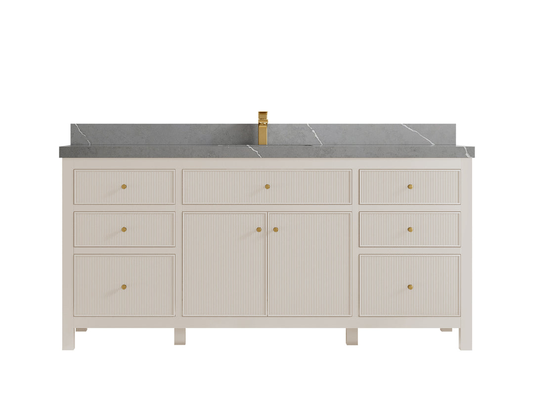 Sonoma 72 in W x 22 in D Free Standing Reeded Single Sink Bathroom Vanity