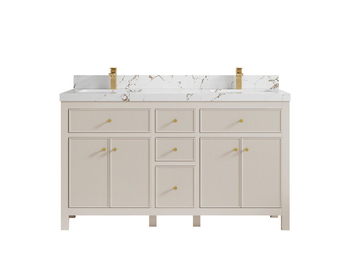 Sonoma 60 in W x 22 in D Free Standing Reeded Double Sink Bathroom Vanity - photo 21