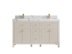 Sonoma 60 in W x 22 in D Free Standing Reeded Double Sink Bathroom Vanity - photo 22