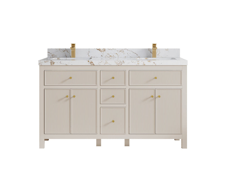 Sonoma 60 in W x 22 in D Free Standing Reeded Double Sink Bathroom Vanity - photo 22