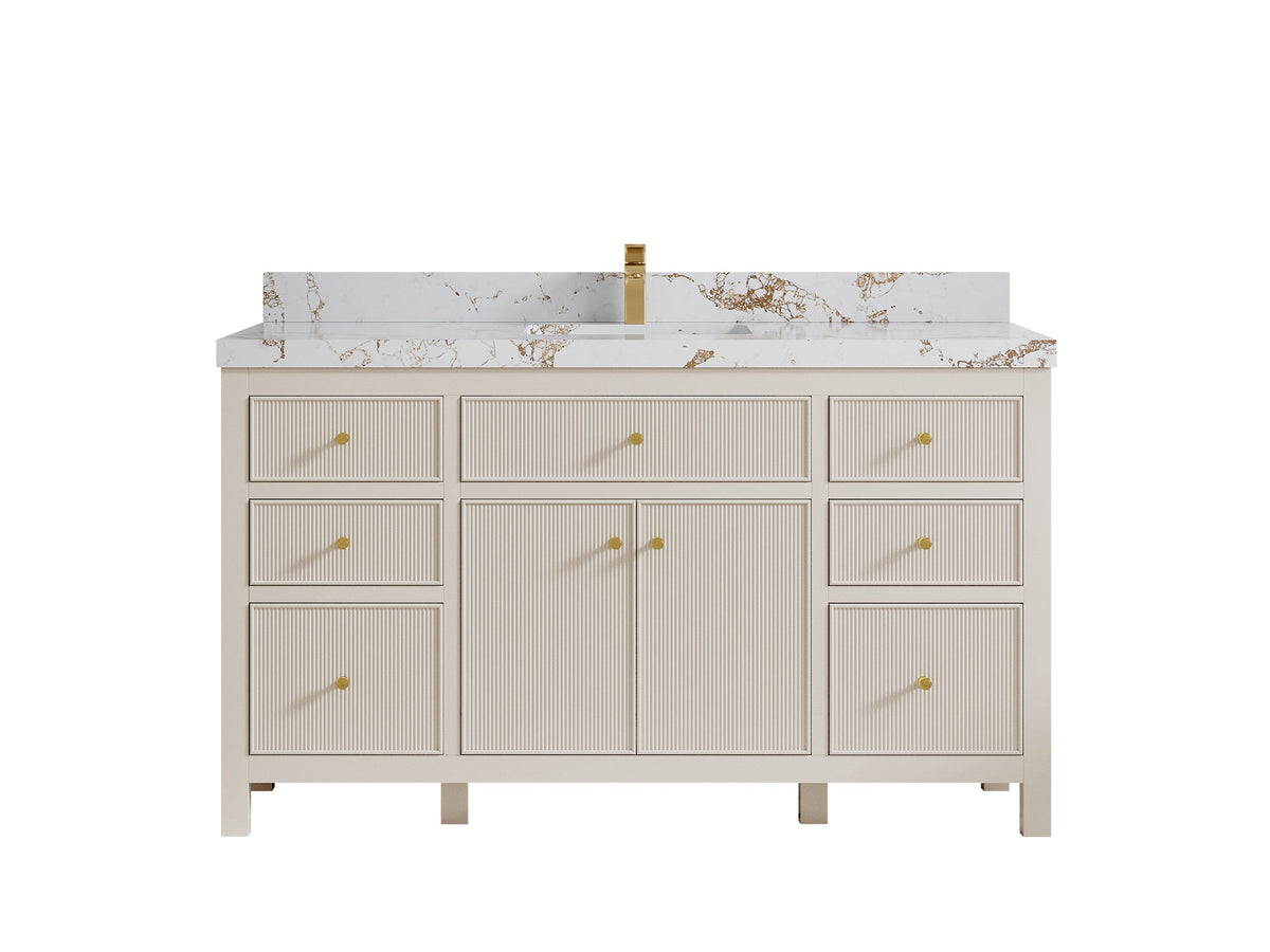 Sonoma 60 in W x 22 in D Free Standing Reeded Single Sink Bathroom Vanity