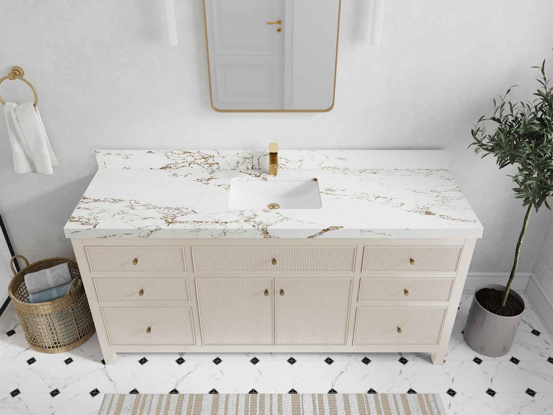 Sonoma 72 in W x 22 in D Free Standing Reeded Single Sink Bathroom Vanity