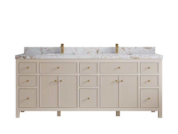 Sonoma 84 in W x 22 in D Free Standing Reeded Double Sink Bathroom Vanity - photo 22