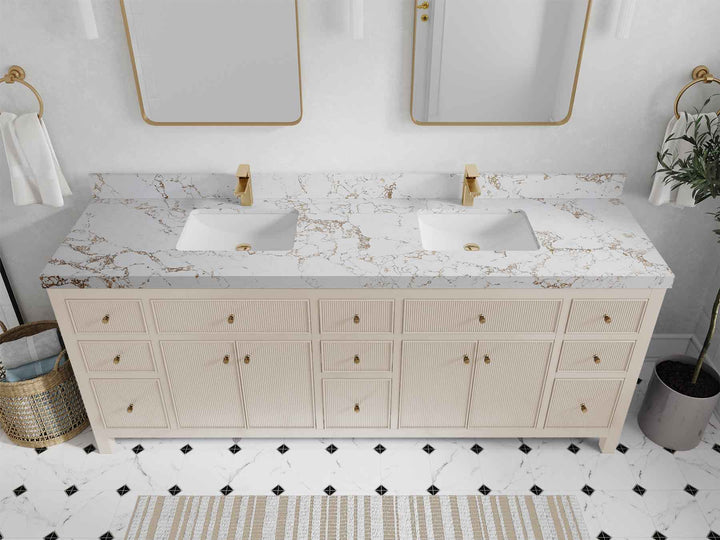 Sonoma 84 in W x 22 in D Free Standing Reeded Double Sink Bathroom Vanity - photo 40