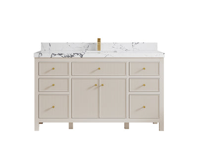 Sonoma 60 in W x 22 in D Free Standing Reeded Single Sink Bathroom Vanity