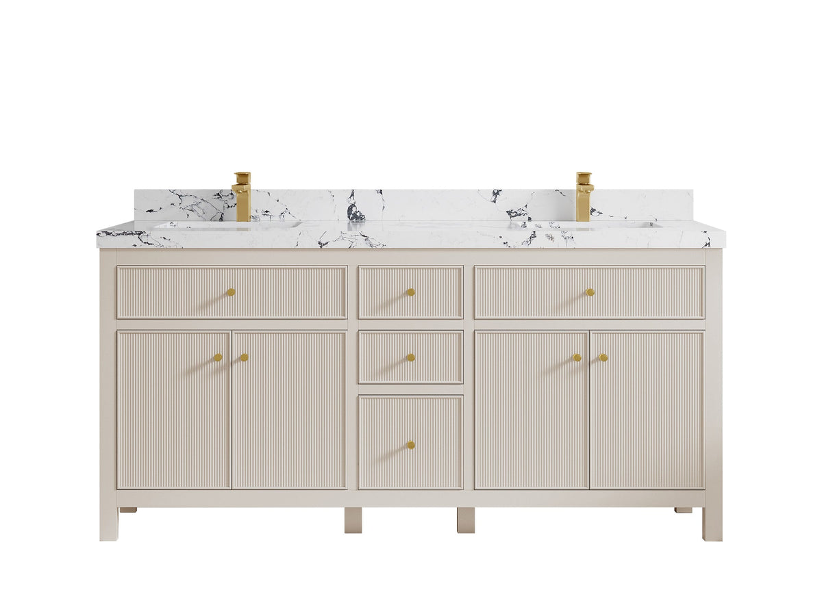 Sonoma 72 in W x 22 in D Free Standing Reeded Double Sink Bathroom Vanity