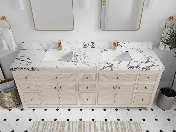 Sonoma 84 in W x 22 in D Free Standing Reeded Double Sink Bathroom Vanity - photo 42