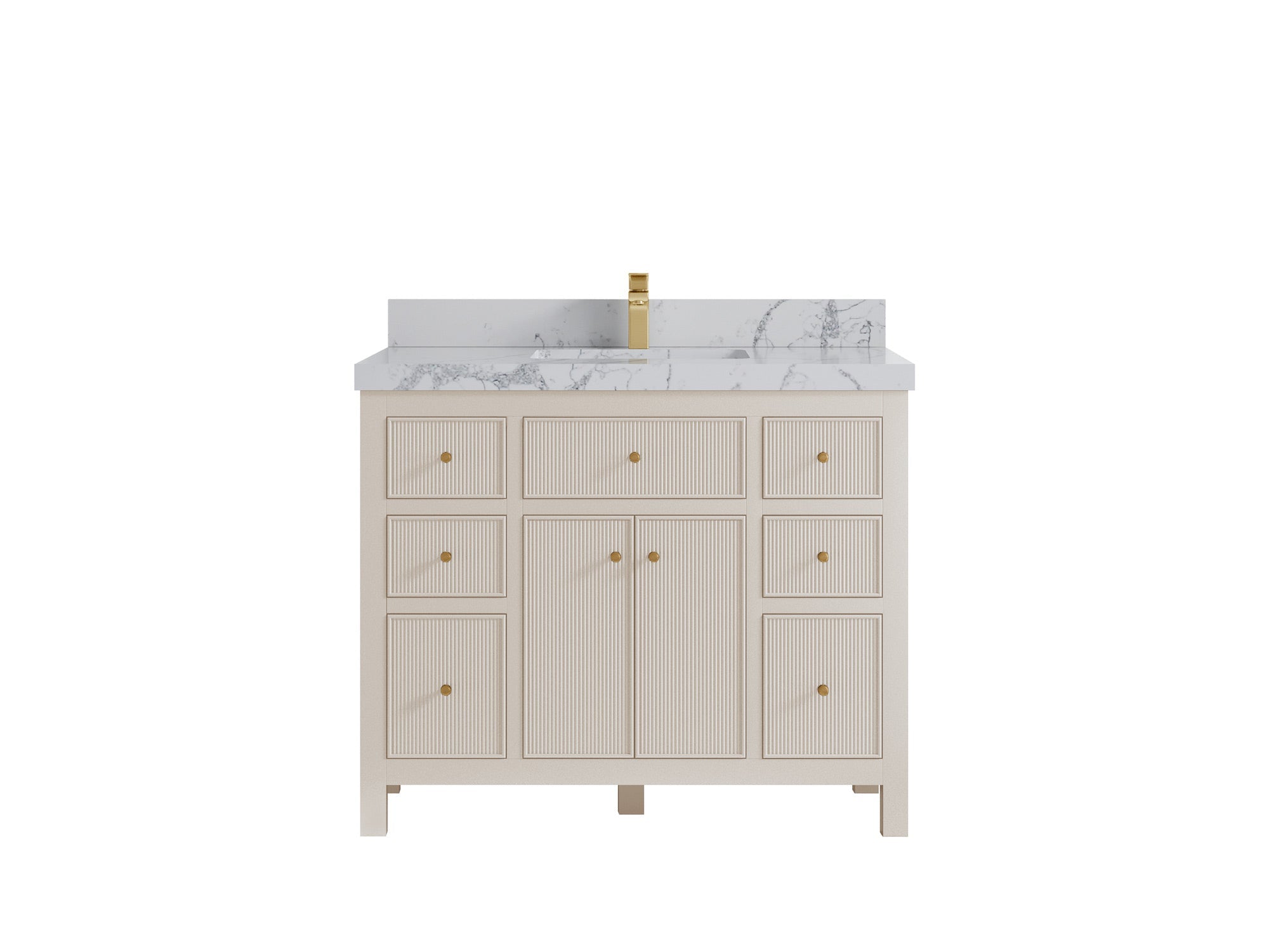 Sonoma 42 in. W x 22 in. D Single Sink Bathroom Vanity in Fine Grain with 2 in. Venatino Quartz Countertop