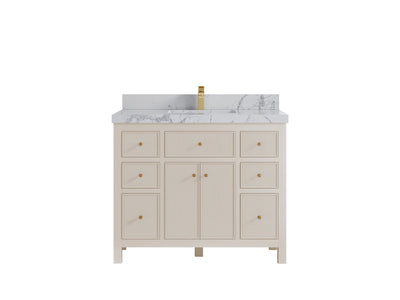 Sonoma 42 in. W x 22 in. D Single Sink Bathroom Vanity in Fine Grain with 2 in. Venatino Quartz Countertop