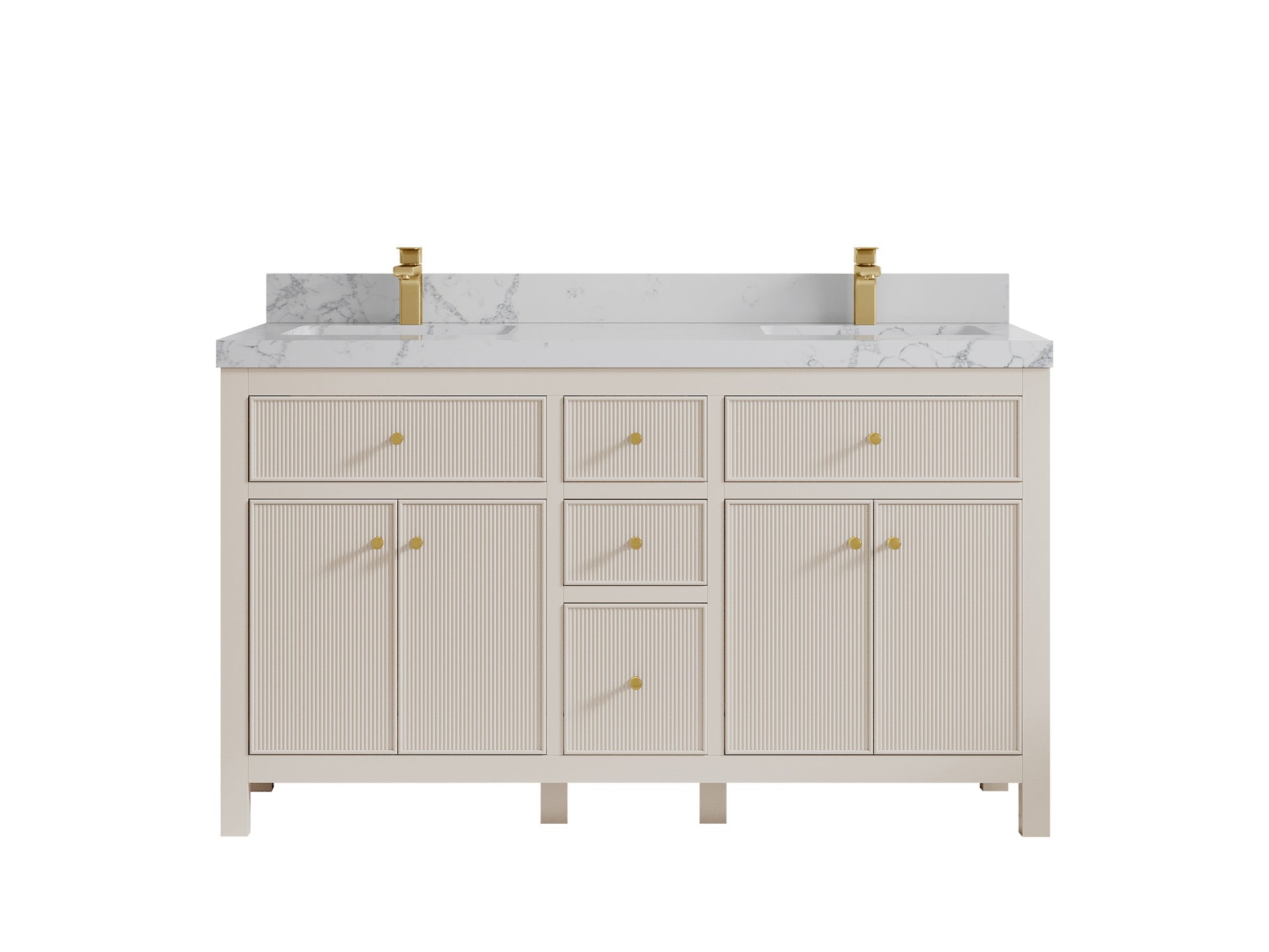 Sonoma 60 in W x 22 in D Free Standing Reeded Double Sink Bathroom Vanity